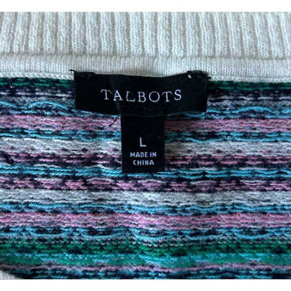 Talbots Women’s Size Large Lambs Wool Blend Fair Aisle Sweater - Picture 6 of 7